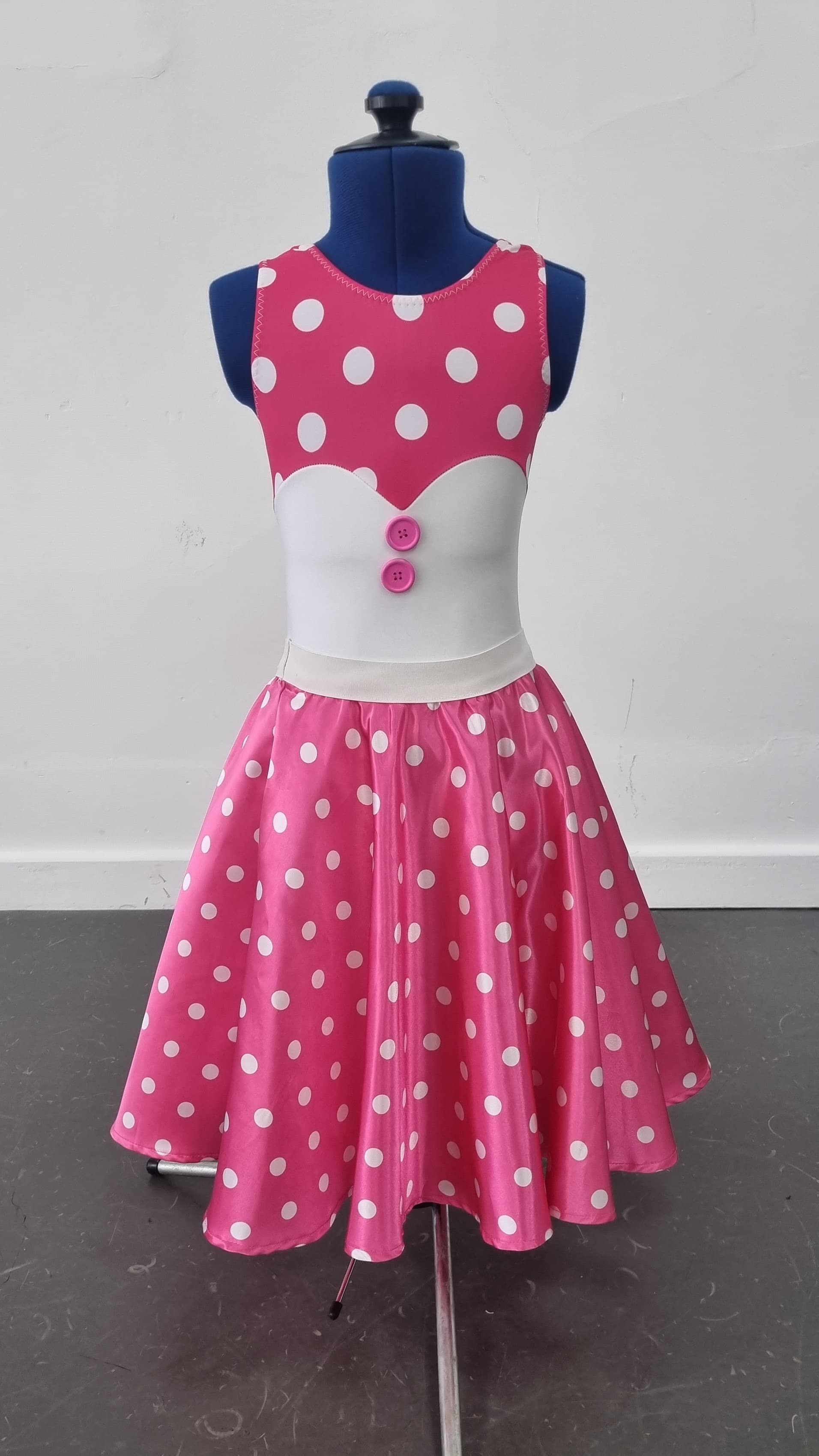 IDS Rock n Roll Polka Dot Skirt & Leotard (Pink & Blue) thumbnail 3