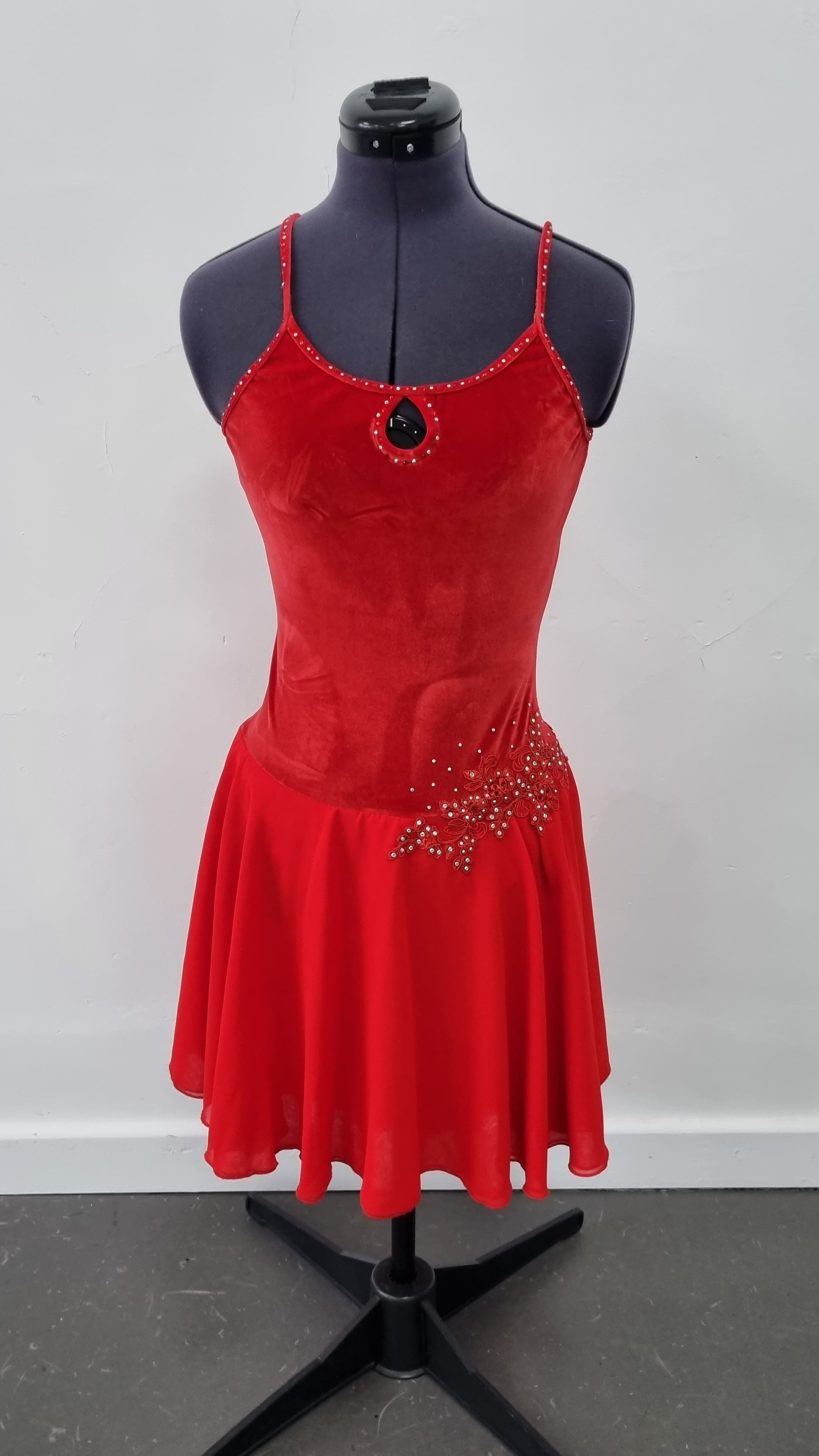 Velvet Red Key Hole Dress  thumbnail 3