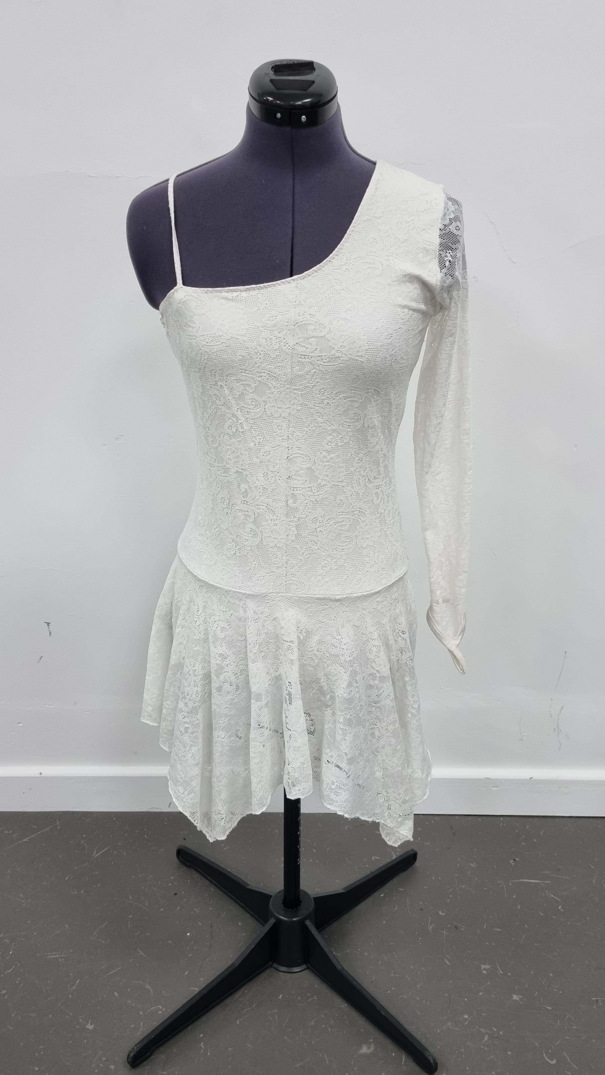 Lace One Sleeved Dress (Black, White & Blue) thumbnail 3