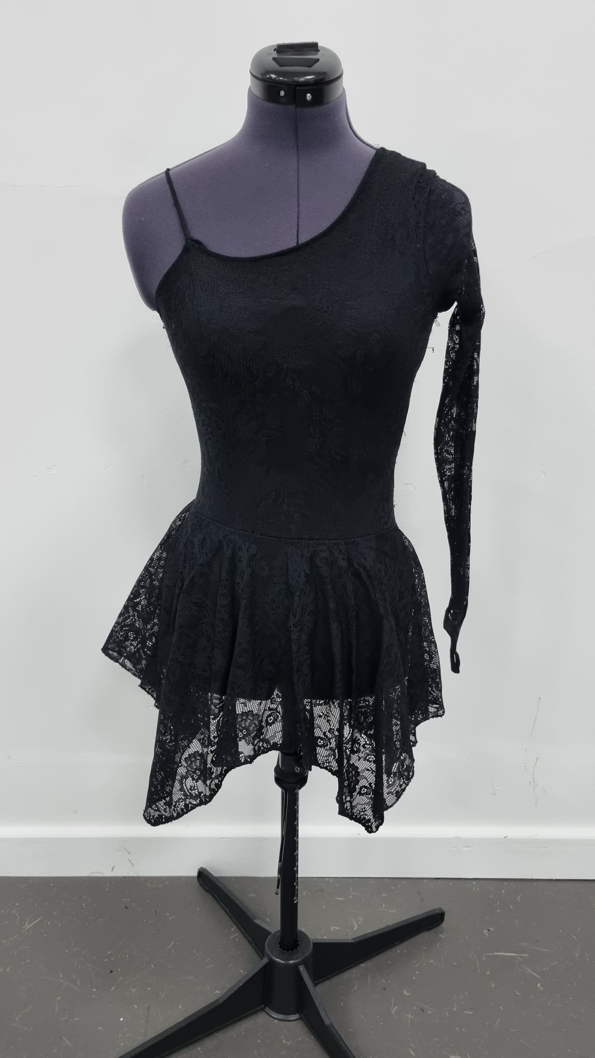 Lace One Sleeved Dress (Black, White & Blue) thumbnail 4