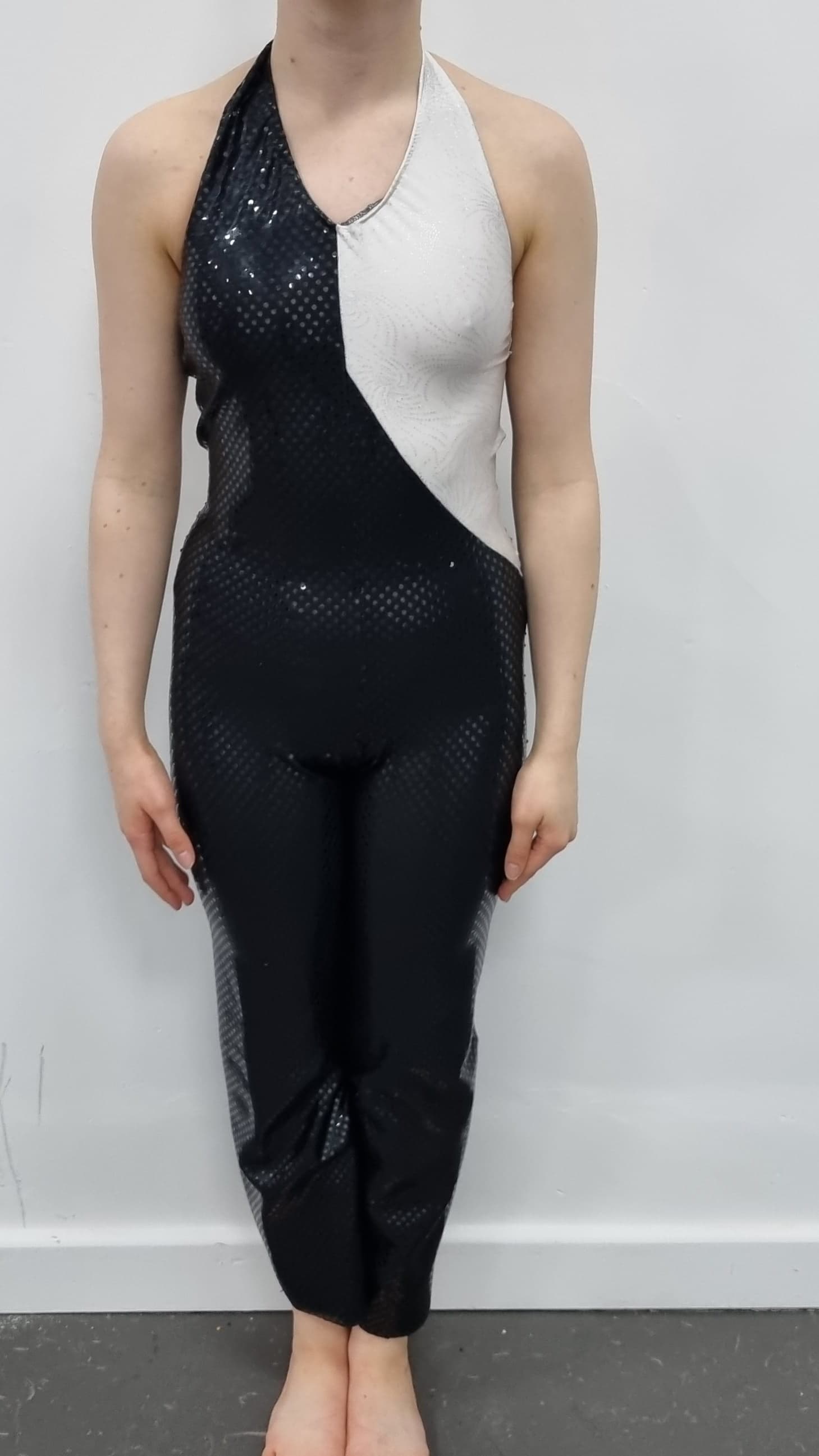 Halterneck Black and White Sequin Catsuit - Image 1