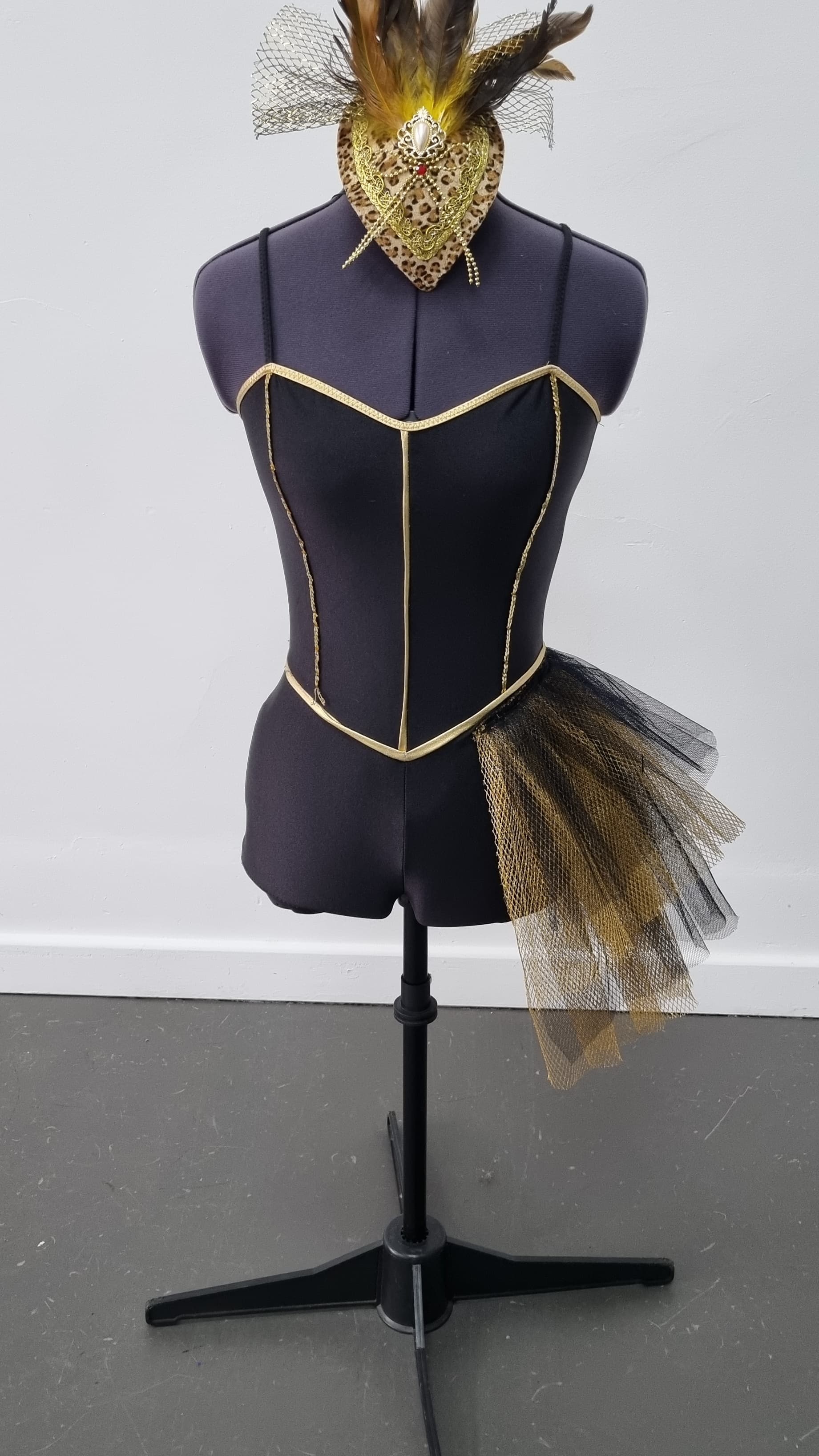 Black Unitard with Tulle Skirt Detail - Image 1