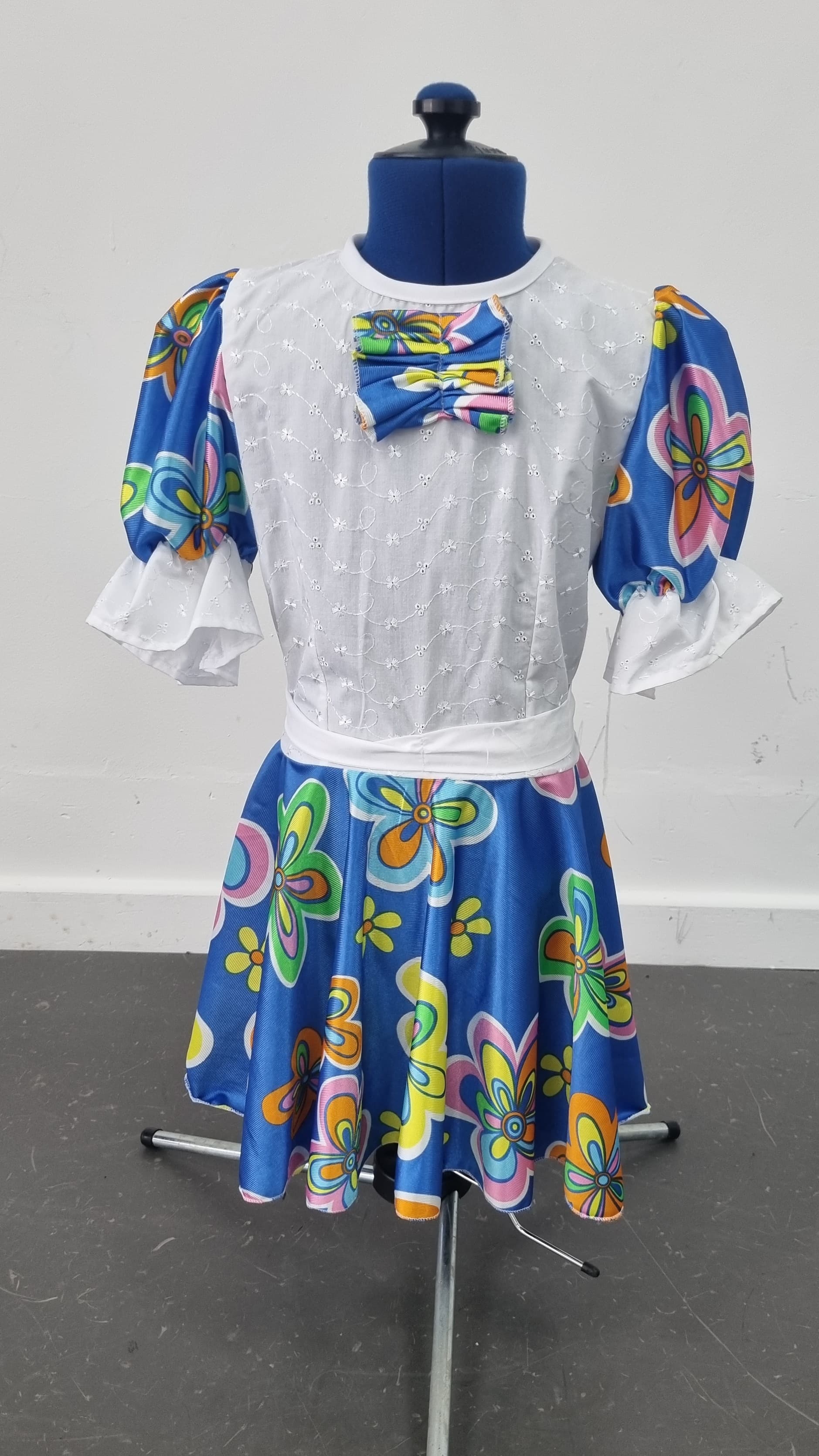 Doll White Floral Dress (Red, Blue & Yellow) thumbnail 3