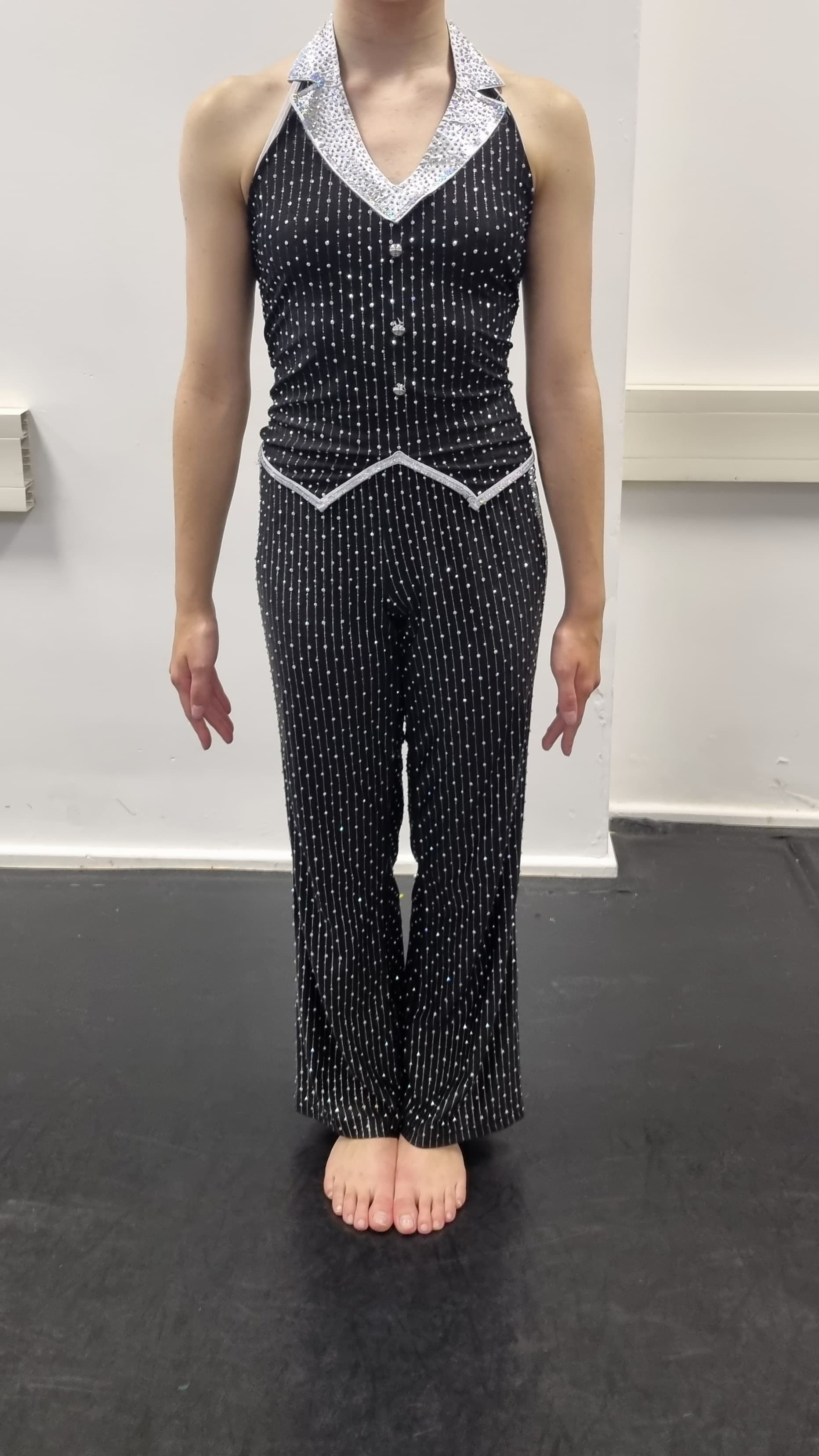 1st Position MJ Black Pinstripe Trousers and Top (gemmed) thumbnail 3