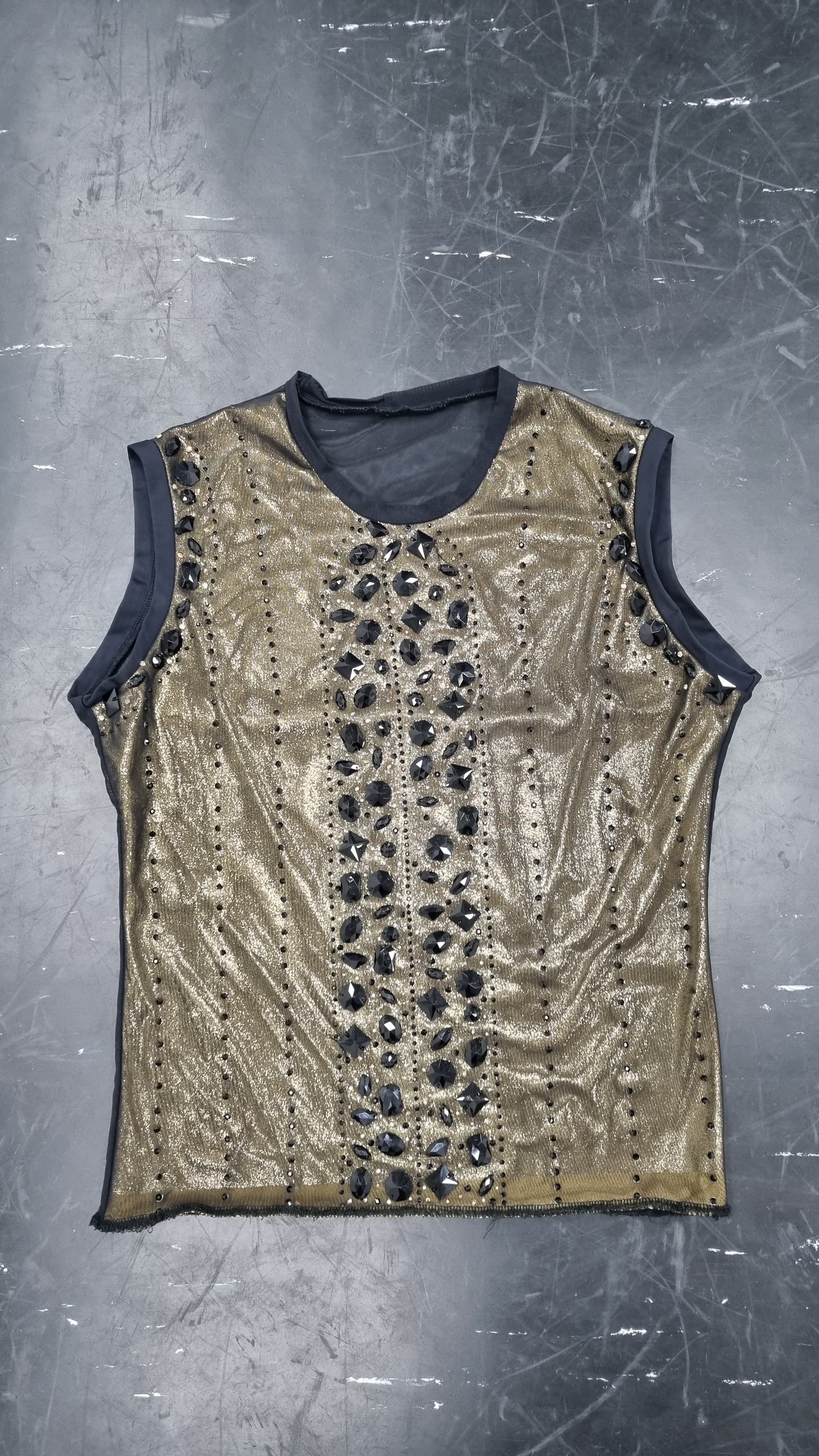 Jazz Hot Black & Gold Metallic Vest Top thumbnail 2