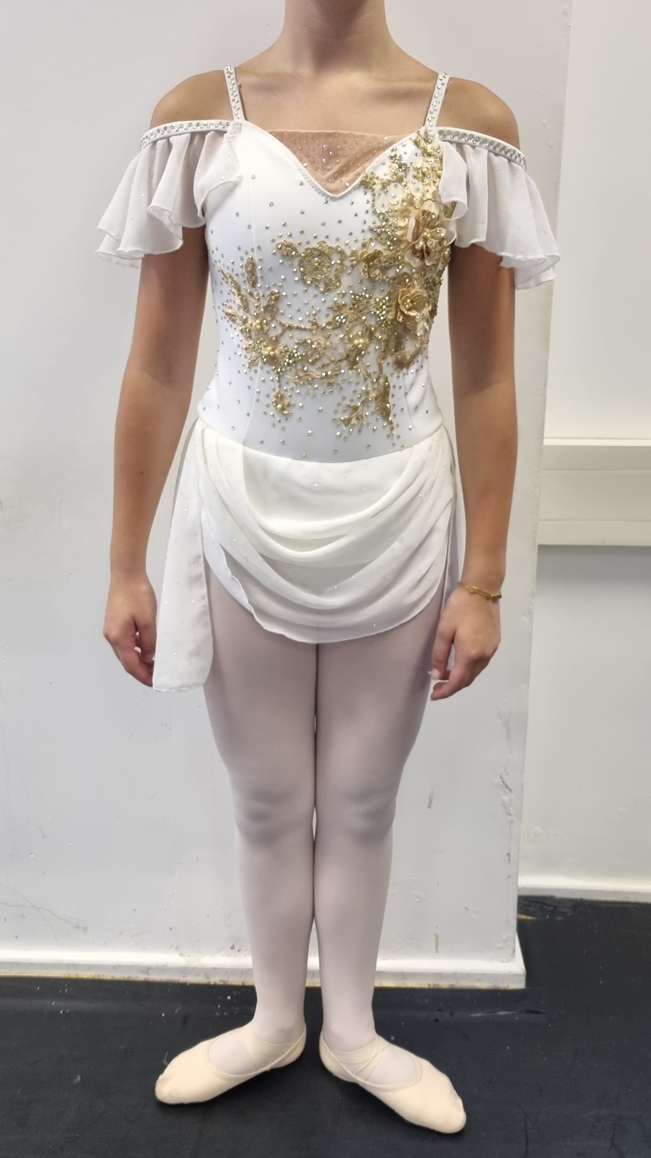Cream Ballet Dress with Gold Embellishment  thumbnail 3