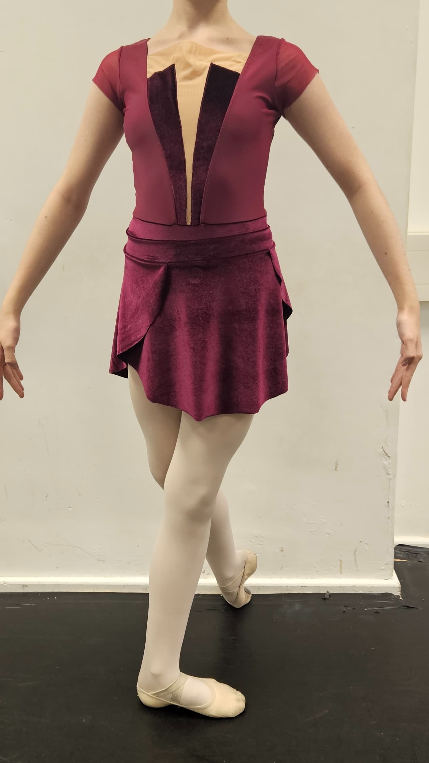 Maroon Mesh Front Leotard and Matching Skirt thumbnail 4