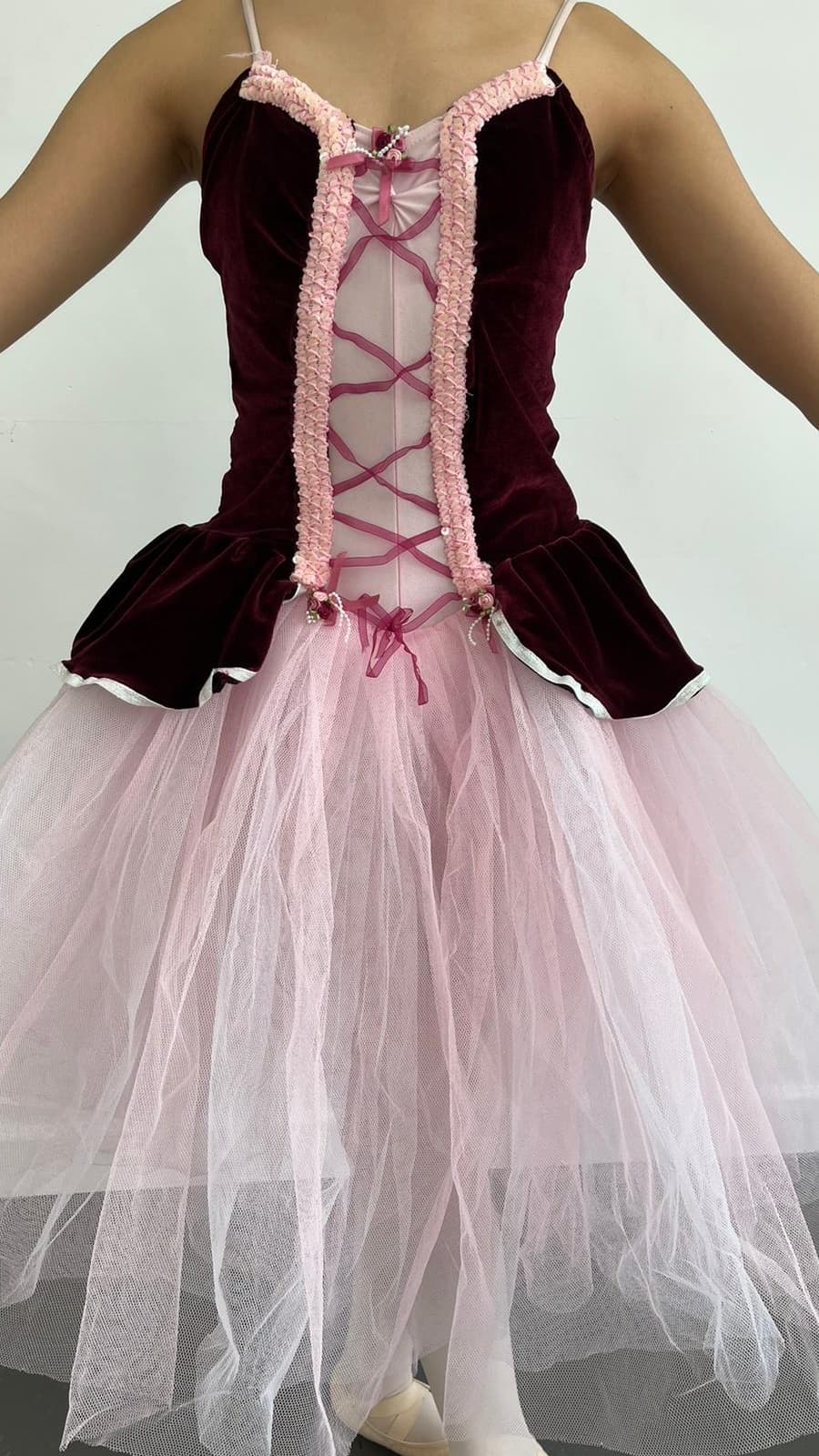 Burgundy Romantic Tutu with Wings thumbnail 3