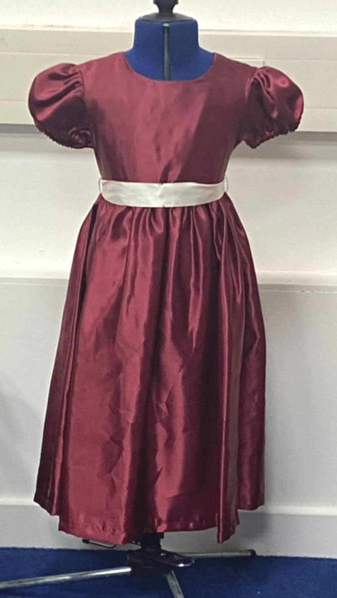 Silk Puff Sleeve Dress with Ribbon thumbnail 2
