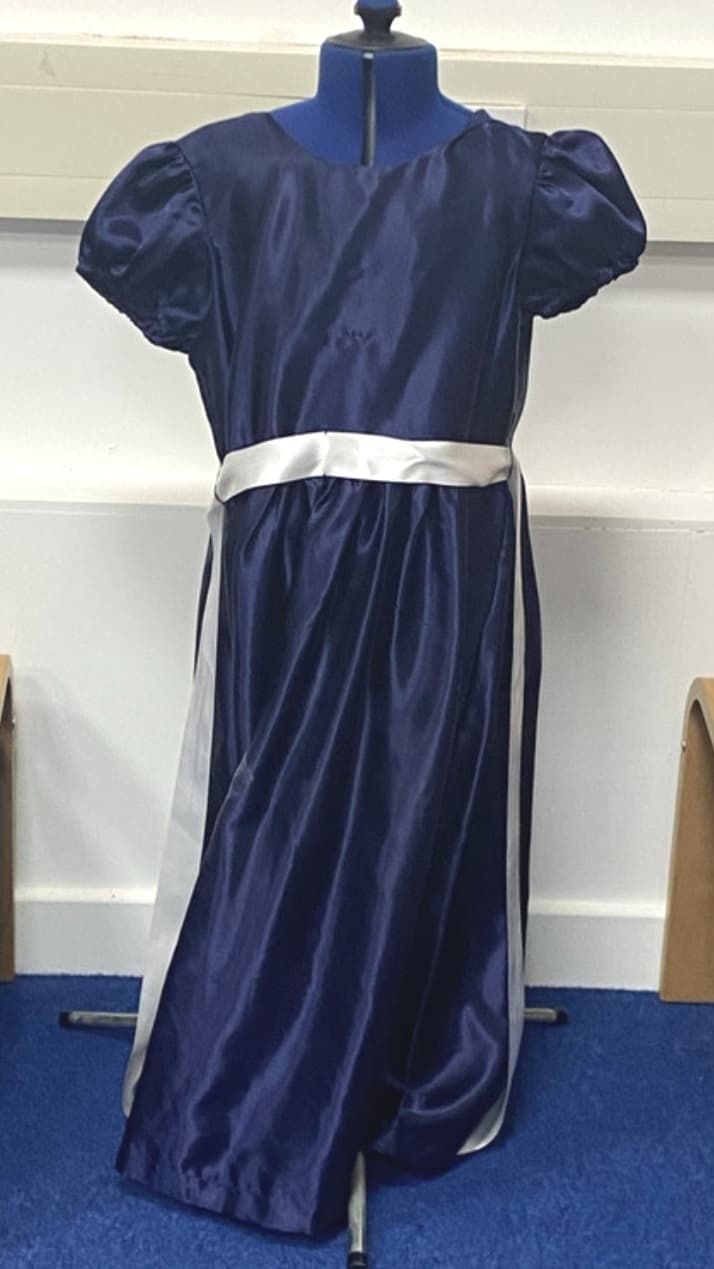 Silk Puff Sleeve Dress with Ribbon thumbnail 3