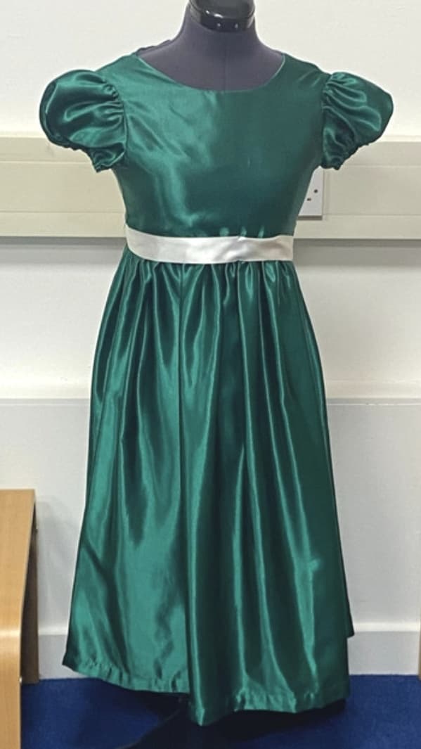 Silk Puff Sleeve Dress with Ribbon thumbnail 4