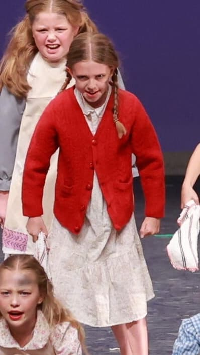 Annie Beige Dress with Red Cardigan thumbnail 2