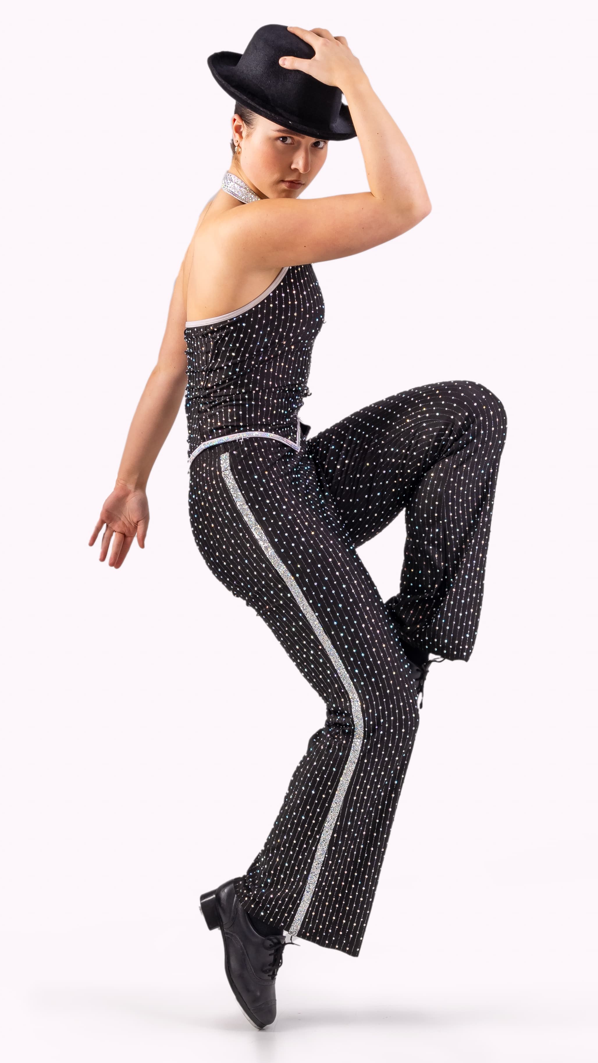 1st Position MJ Black Pinstripe Trousers and Top (gemmed) - Image 1