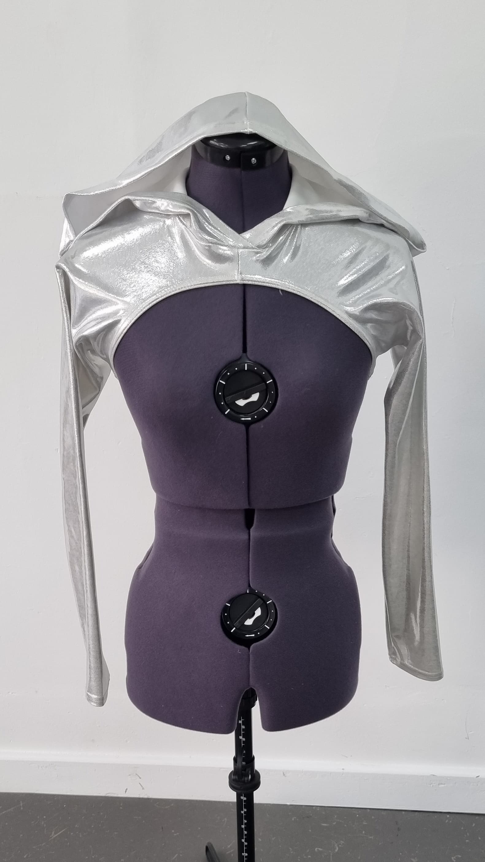 Metallic Silver Images Long Sleeved Hooded Top - Image 1