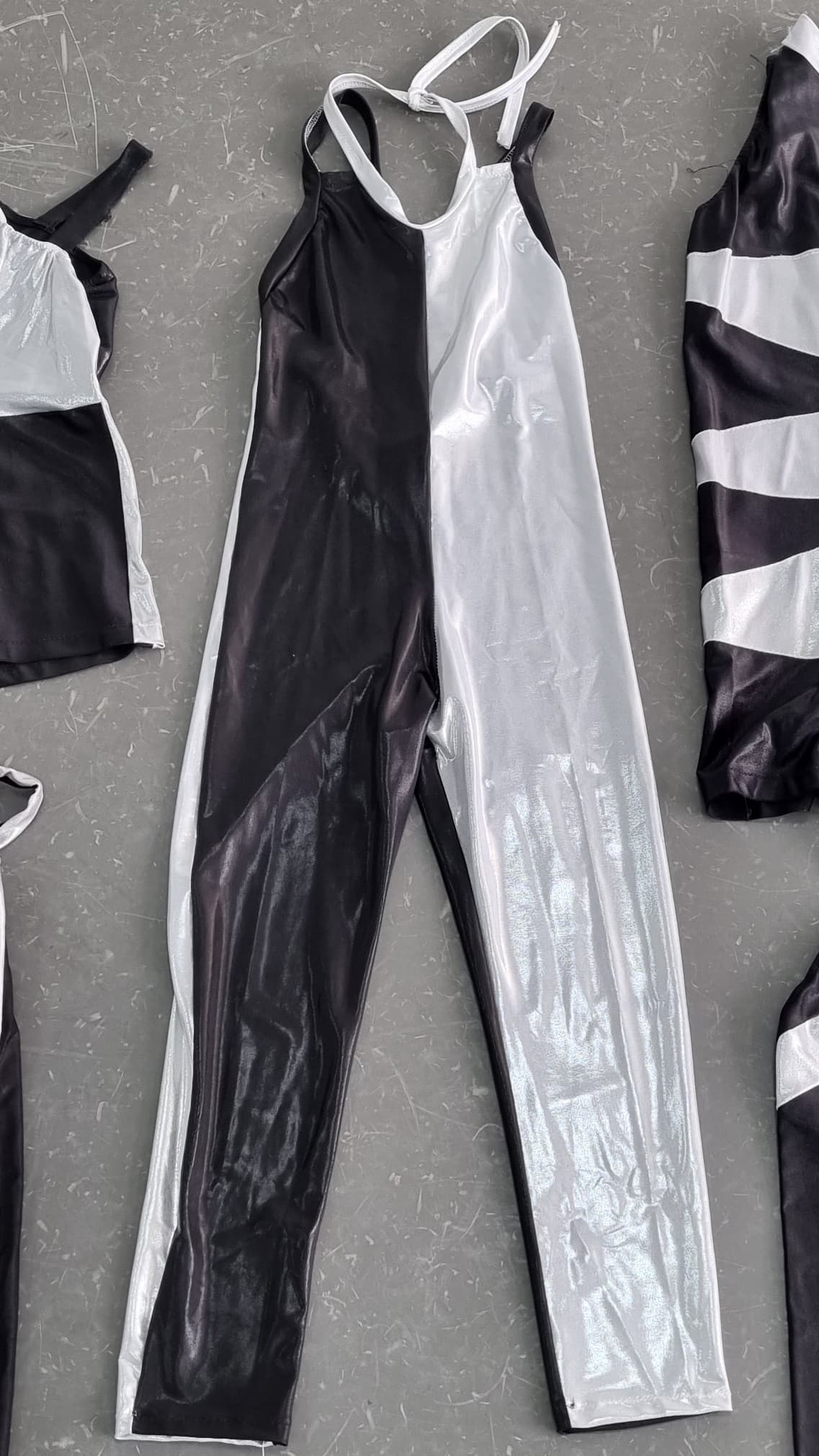 Metallic Black & Silver Catsuit - Image 1