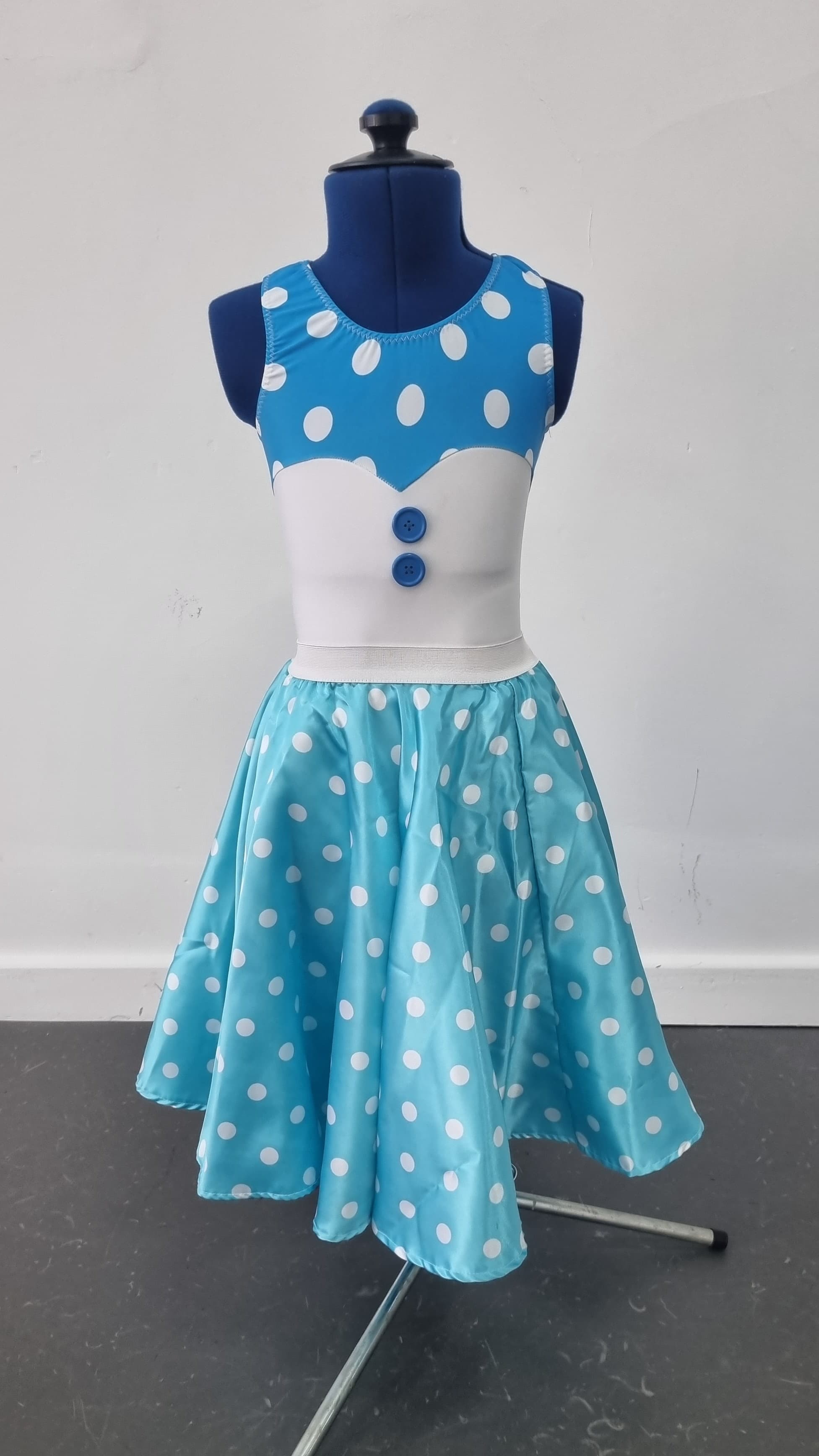 IDS Rock n Roll Polka Dot Skirt & Leotard (Pink & Blue)