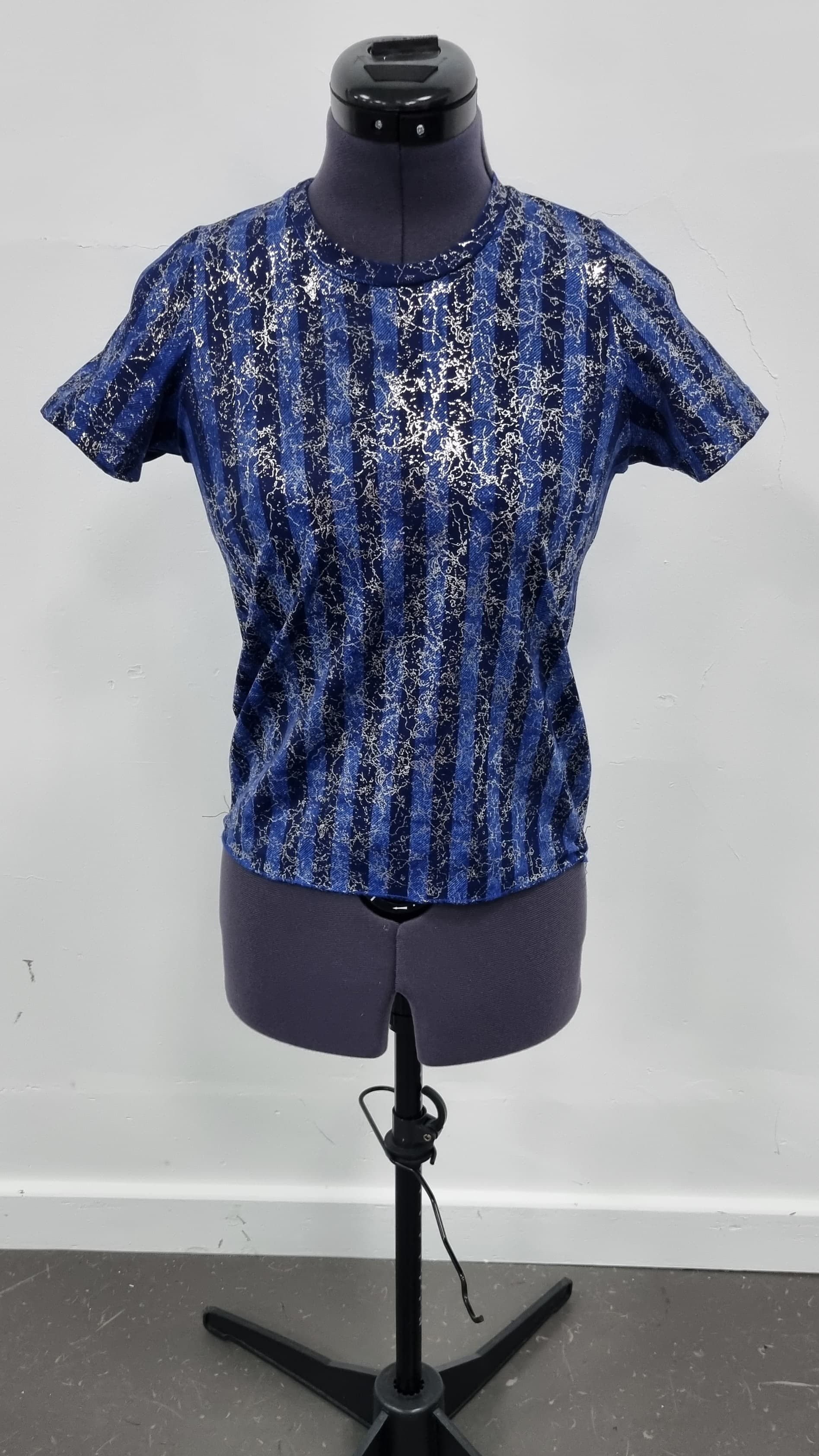 Metallic Blue Striped Top - Image 1