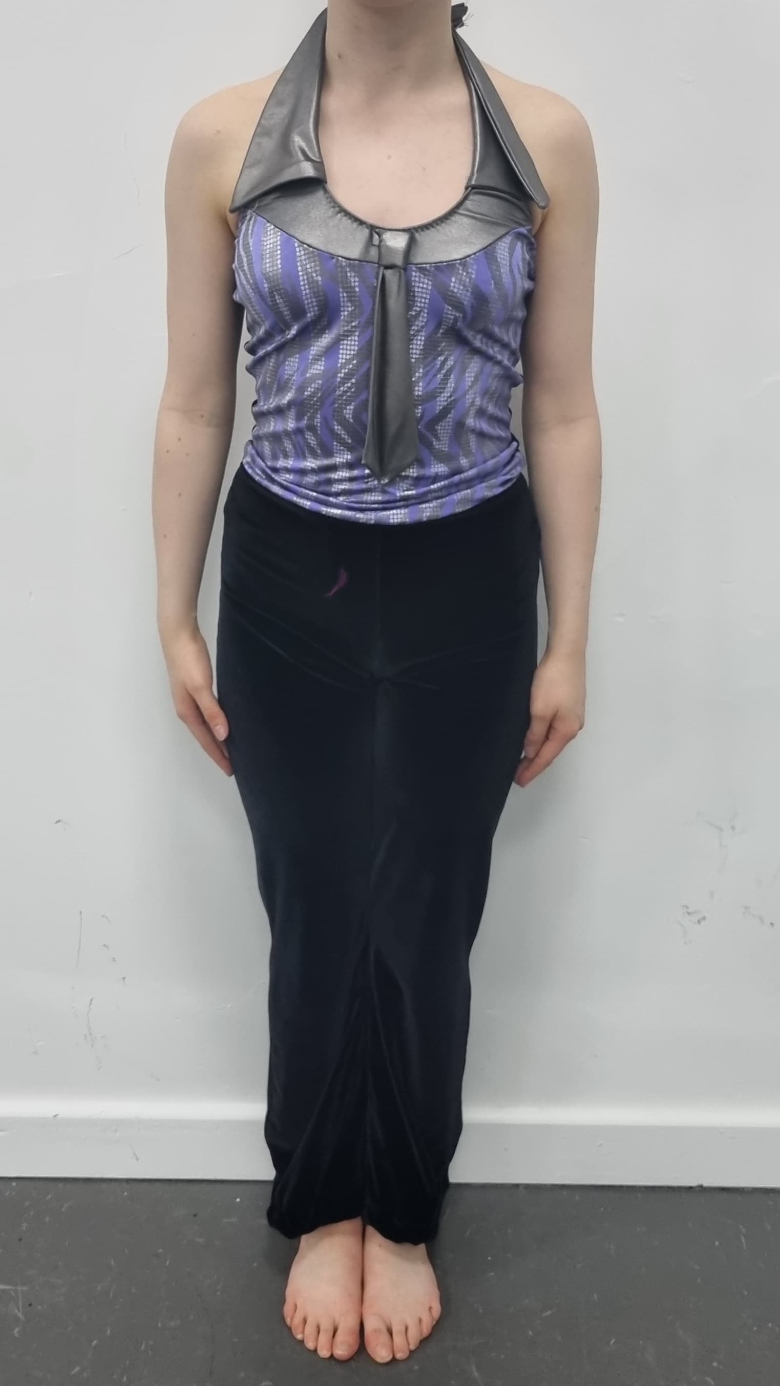Halterneck Purple and Black Catsuit - Image 1