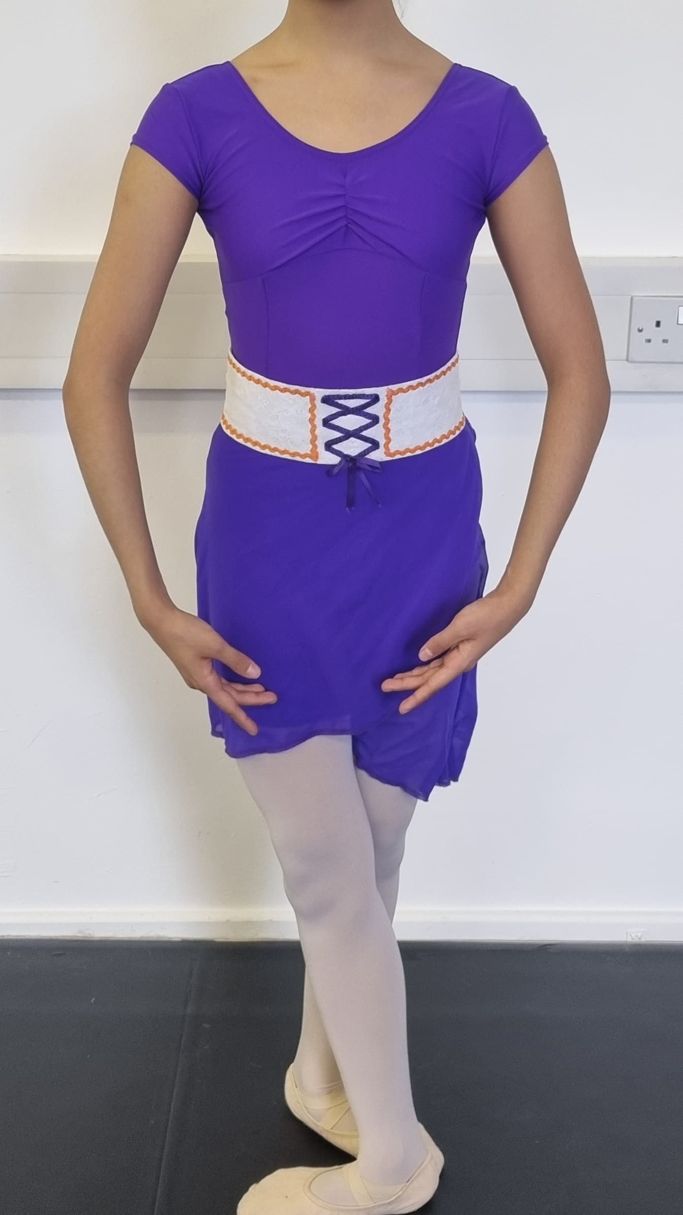 1st Position Purple Cap Sleeve Leotard and Matching Wrap Skirts