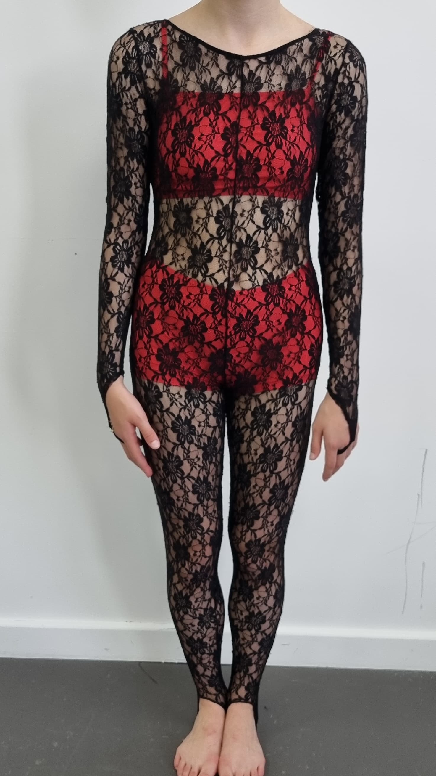 Black Lace Catsuit - Image 1