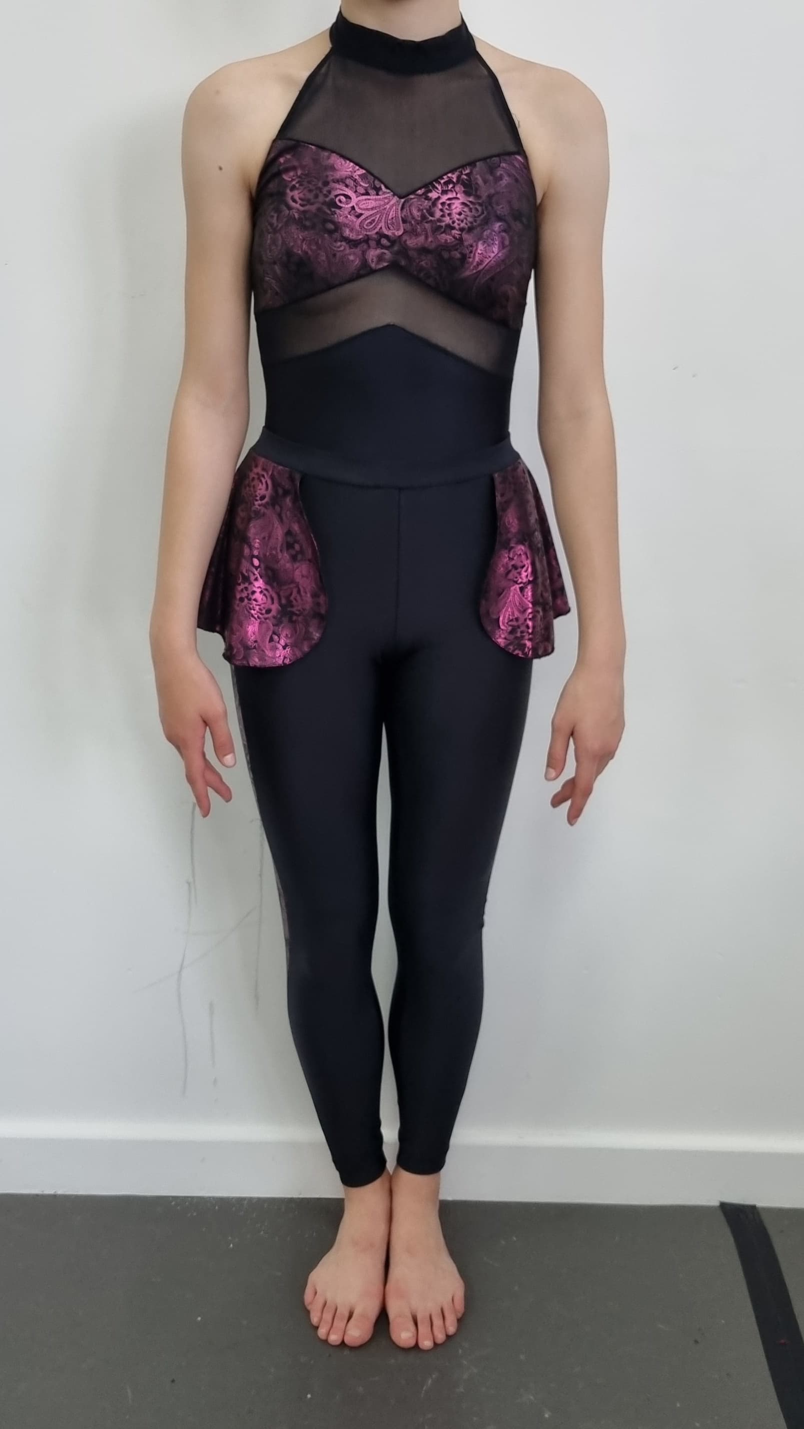 Rock Pink & Black Leggings and Leotard Set - Image 1