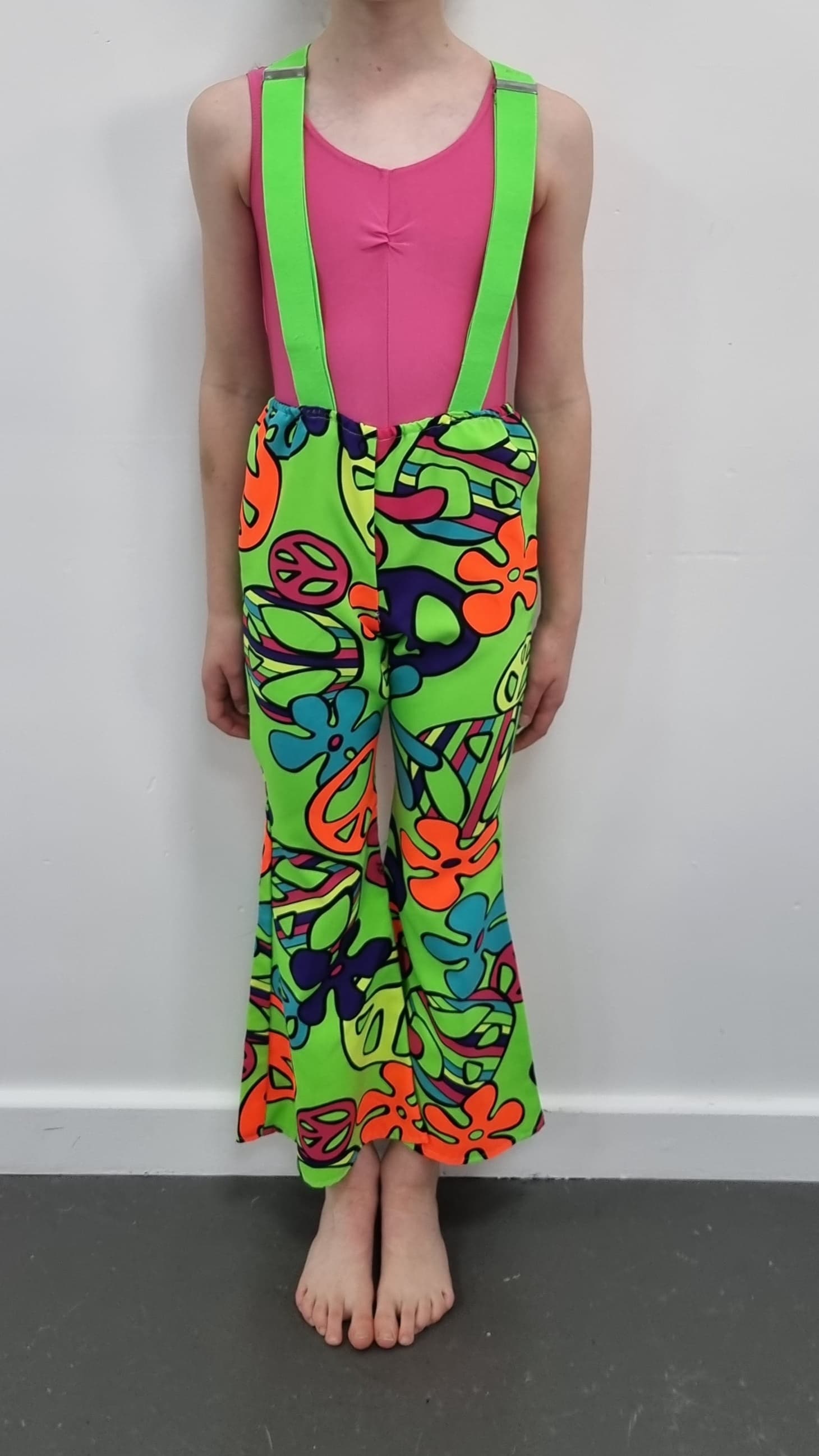 70s Flared Green Trousers with Braces - Image 1
