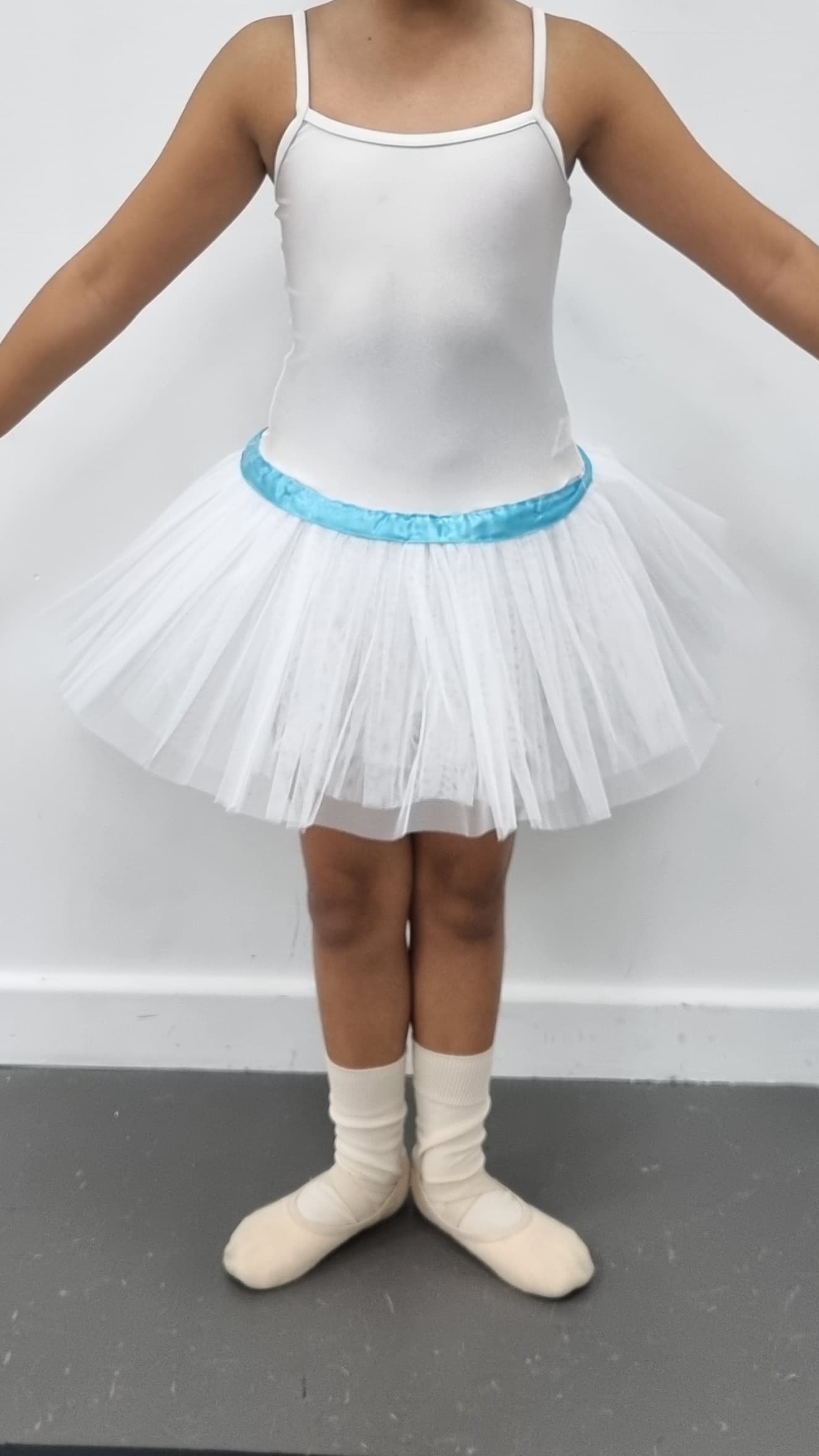 White Tutu with Blue Ribbon - Image 1