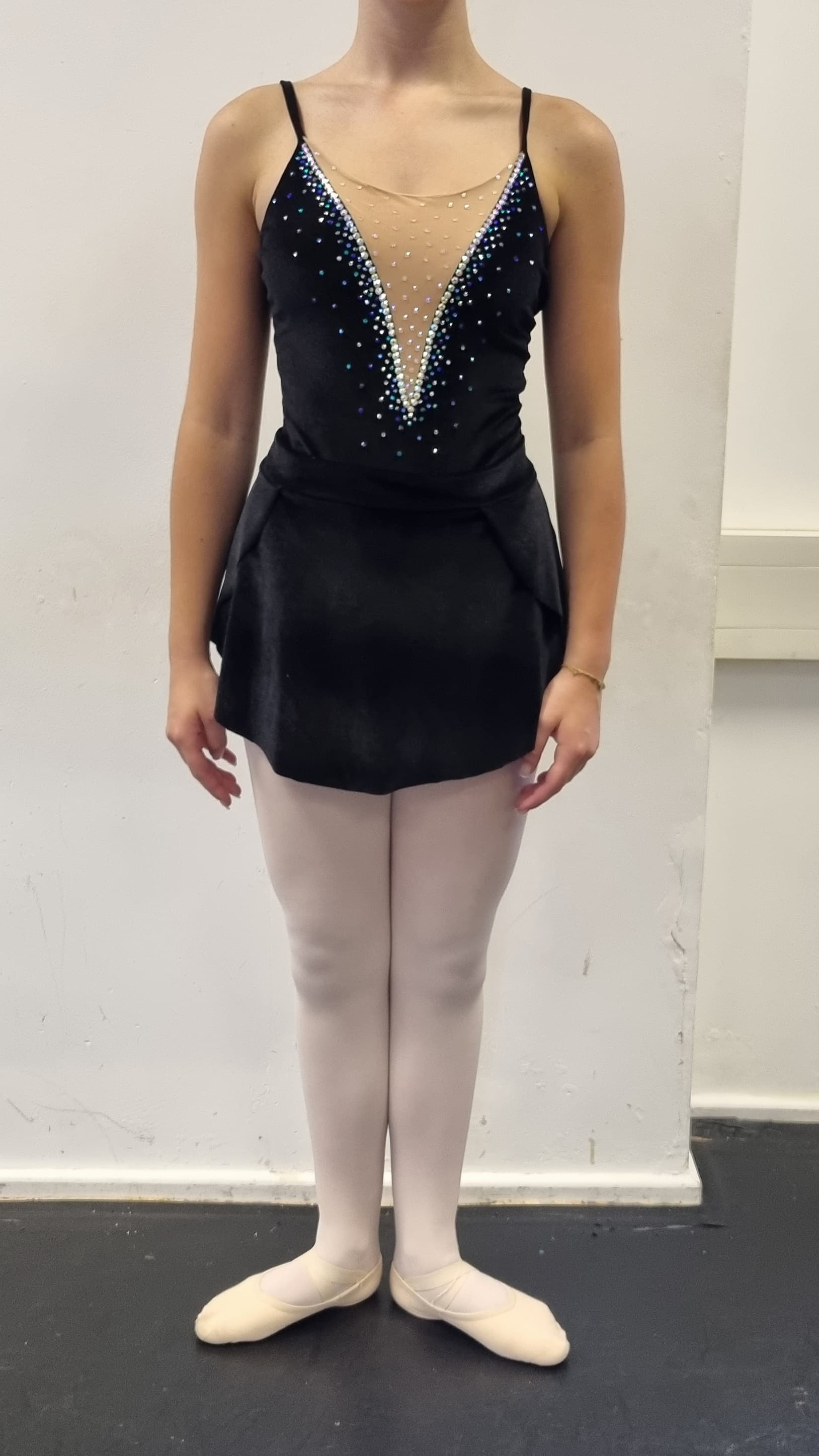 Midnight Black Velvet Leotard and Skirt - Image 1
