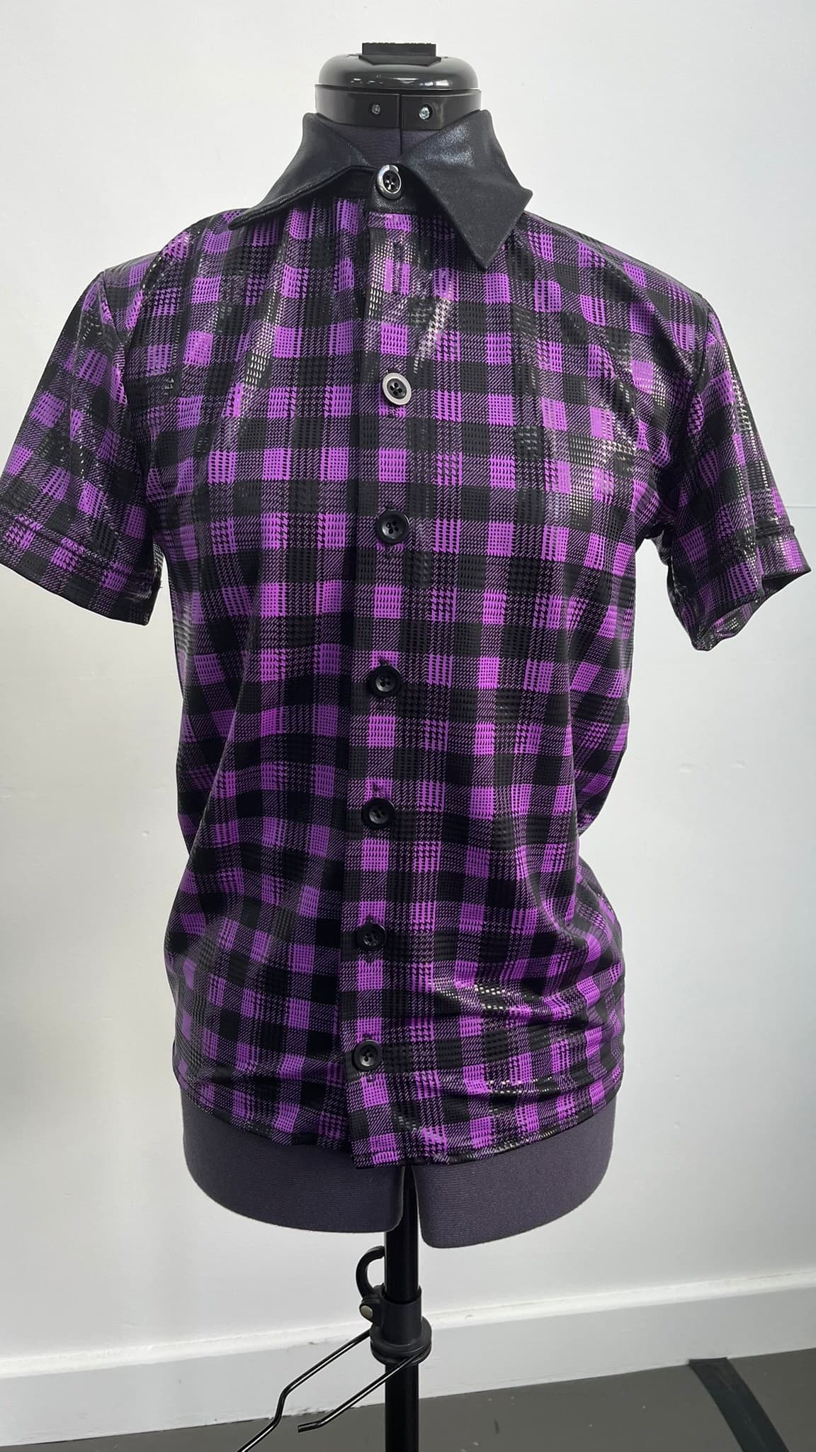 Purple & Black Checked Shirt
