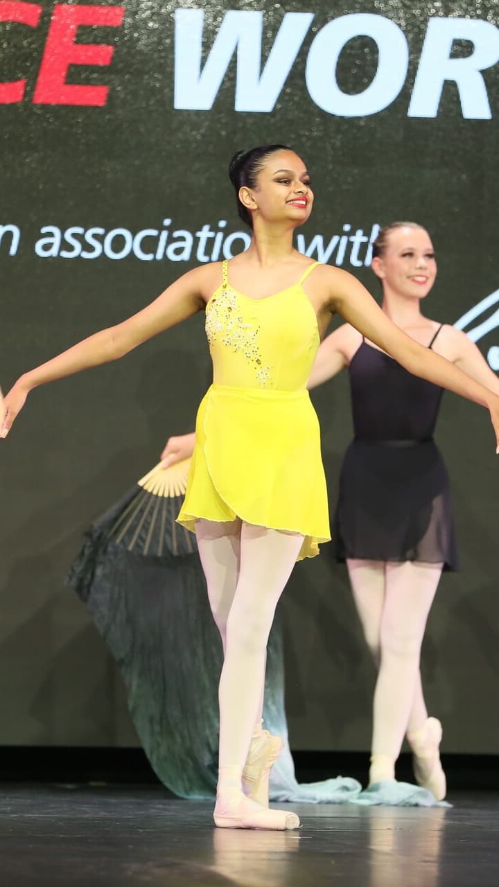 Yellow Embelished Leotard and Matching Skirt - Image 1